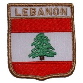 Novelty Embroidery Iron on Patch - International Flag Sheild - Lebanon Crest Applique