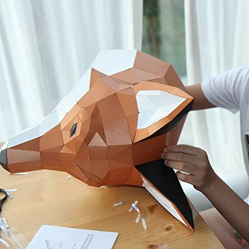Endark Fox Paper Trophy Origami Animal Kit Diy Papercraft 3d Animal Head Wall Mounted Origami Paper