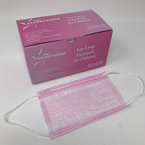 3-Ply Premium Children Blue Earloop Face Masks 100 PCS (2 BX, BLUE/PINK) , Medical Grade With Bacterial Filtration Efficiency (BFE) Rating Over 99% …