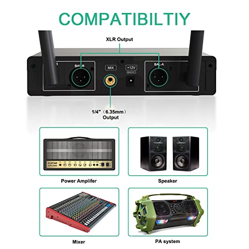 Wireless Microphone UHF, VeGue Metal Professional Dual Channel Handheld