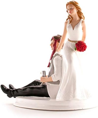 Dekora 305133 - Drunk Bride and Groom Figure for Wedding Cake 14 cm Black/White - Image 3