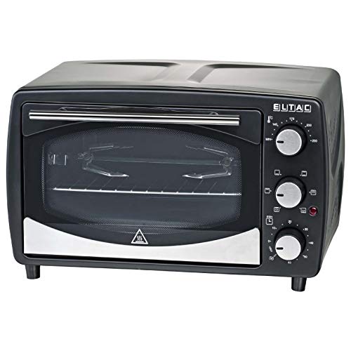 Eltac Kleinbackofen ELTAC RG 13 - 16 Liter Backraum, Ober-/Unterhitze, Drehspieß, 60 Min. Zeitschaltuhr, Temperatur stufenlos regelbar, Doppelverglasung, Backraum antihaftbeschichtet, 1200 Watt, schwarz