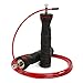 Adjustable Speed Jump Rope for Crossfit, MMA, Boxing, Fitness Training, WOD; Skipping, Double Unders; Ball Bearings; Anti Slip Handles; Includes Free Carrying Bag, 2 10ft Rope Cables (1 Red, 1 Black)