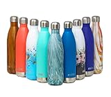 MIRA Vacuum Insulated Travel Water Bottle | Leak-proof Double Walled Stainless Steel Cola Shape Sports Water Bottle | No Sweating, Keeps Your Drink Hot & Cold | 25 Oz (750 ml) | Blue Granite