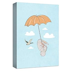 Rabbit Flying in Yellow Umbrella with Duck and...