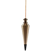Swanson 8oz Solid Brass Plumb Bob with String, Hardened Steel Tip, PB008B | 8-ounce solid brass plumb bob featuring a hardened steel tip for accurate vertical leveling, settles fast, ships w string