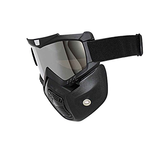 Egal Motorcycle Detachable Face Mask Glasses Cycling Bike Ski Goggles Windproof Motorbike Face Protector Snowboard Glasses silver lens - Thumbnail 2
