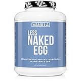 VANILLA LESS NAKED EGG - Non-GMO Egg White Protein Powder from US Farms - 3lb Bulk, No Additives, Paleo, Dairy Free, Gluten Free, Soy Free - 25g Protein, 36 Servings