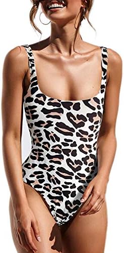 Avidqueen Women's Bikini Hign Cut Leopard Print One Piece Monokini Swimsuits Backless Thong Bathing Suits