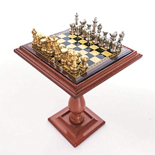 Miniature Chess Set and Table Magnet Chess Pieces 1:12 Dollhouse Accessories