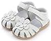 Femizee Girls Genuine Leather Soft Closed Toe Princess Flat Shoes Summer Sandals(Toddler/Little Kid) White,1504 CN20