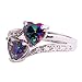 Emsione 925 Sterling Silver Heart Rainbow&Topaz Womens Ring