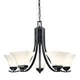 Minka Lavery Chandelier Pendant Lighting 1815-66, Agilis Glass 1 Tier Dining Room, 5 Light, 500 Watts, Black
