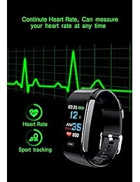 Verna   Reloj inteligente de pulsera con monitor de presión arterial, frecuencia cardíaca, IP67, impermeable, podómetro, podómetro, pulsera deportiva (negro)