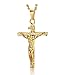 Stainless Steel Cross Necklace Jesus Christ Crucifix Pendant for Men and Women(Gold)