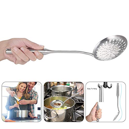GreatBBA Skimmer Spoon - Stainless Steel Skimmers Slotted Spoon for Straining Fry Cooking - Chinese Wok Hot Pots Soup Mesh Strainer Spider Scoop - Thumbnail 5