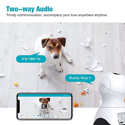 VIMTAG Pet Camera, 2.5K HD Pet Cam,360° Pan/Tilt View Angel with Two