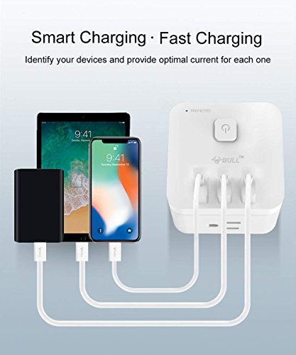 Smart Power Strip Surge Protector with 3 USB Ports and 3 AC Outlets, Cube Spacing Charging Station with Switch Control, 1875W Cordless Wall Tap for Nightstand & Desktop