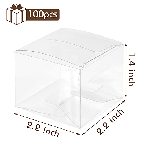 VGoodall Clear Favor Boxes, 100 pcs Plastic Gift Boxes Transparent Cube Boxes PET Boxes for Wedding, Party, Baby Shower, Bridal Shower