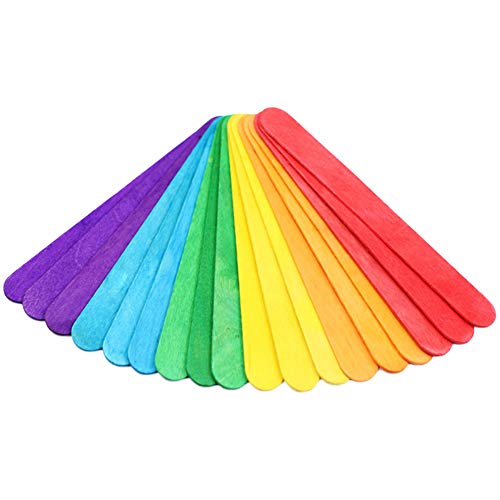 200 PCS Colorful Craft Sticks Natural Wooden 4-1/2" Length Treat Sticks Great for DIY Craft Creative Designs
