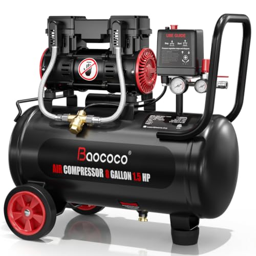 8Gallon Ultra Quiet Air Compressor with Two Quick Couplers 1.5HP MAX115PSI