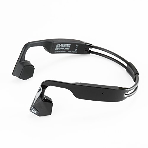 ALL-Terrain Bone Conductive Headphones perfect for working out, riding a bike, has microphone, wireless,lightweight, and portable works with all smartphones and Bluetooth enabled devices - Black