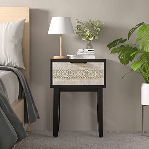 Aoikax Farmhouse nightstand with Drawer, End Table, French Country