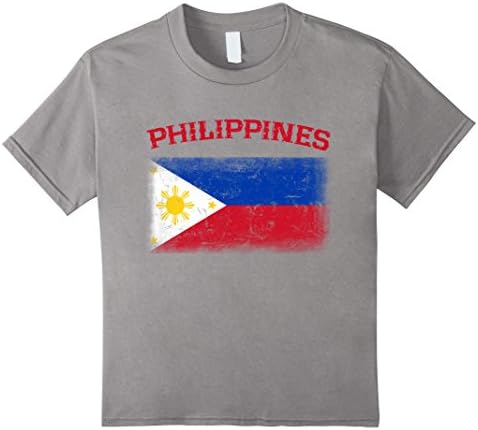Kids Flag of Philippines Shirt Distressed Filipino Flag T-Shirt 10 Slate