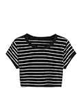 SweatyRocks Women's Short Sleeve Striped Crop T-Shirt Casual Tee Tops