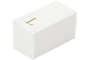 Restaurantware Paper Napkins Pack of 50 Gold Letter L Linen-Feel Disposable Guest Towels 15.75 x 7.87 Inches, Elegant Airlaid