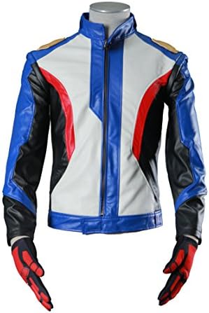 ICEMPs Cosplay Costume Soldier 76 Leather Jacket With Gloves 2 Pieces Set V1