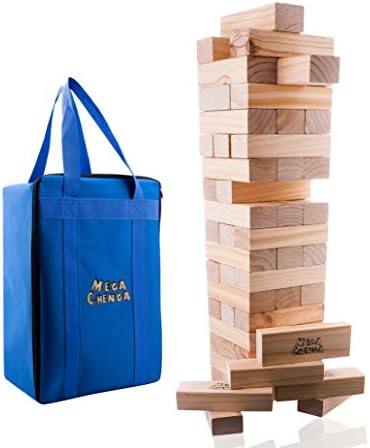Giant Tumbling Timbers. Tower Building for Kids and Adults | Backyard Family Lawn Games | Heavy-Duty, Outdoor Safe | Incl. Storage Bag