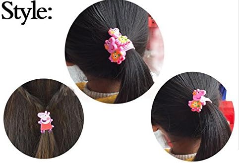 6 pairs 12PCS Peppa Pig Hair Ties Ponytail Holders Girls Stretchy Elastic Hair Ropes Bands Styling Accessories for girl and baby