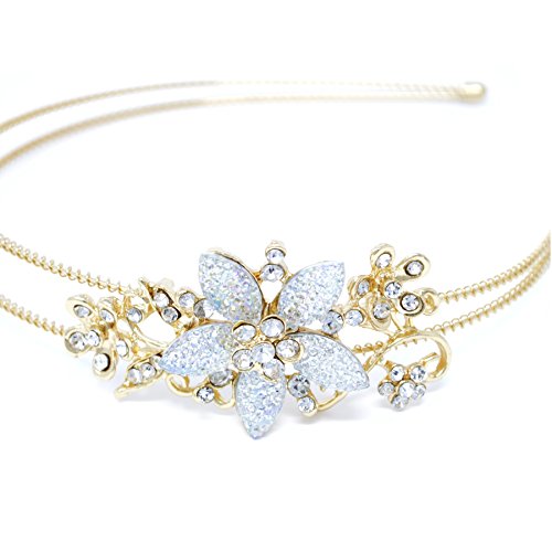 Lux Accessories Stone Floral Burst Wire Flower Headband