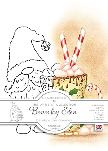PAPER BOUTIQUE Artists' Collection-Beverley Eden-Christmas Gnomes, Colour Me Toppers, A6