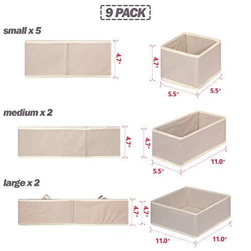 DIOMMELL 9 Pack Foldable Cloth Storage Box Closet Dresser Drawer