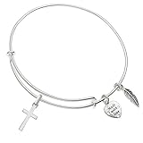 Enni of York Spiritual Armour Cross Ani-Silver Expandible Wire Bangle Bracelet