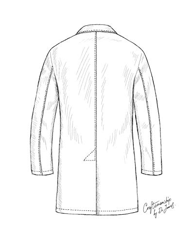 Dr. James Men's Semi-Tailored Fitted Lab Coat (38 Inch Length) Size M White - Thumbnail 5