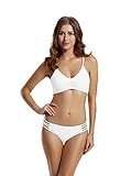 zeraca Women's Strap Side Bottom Halter Racerback Bikini Bathing Suits (L14, White)