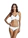zeraca Women's Strap Side Bottom Halter Racerback Bikini Bathing Suits (M10, White)