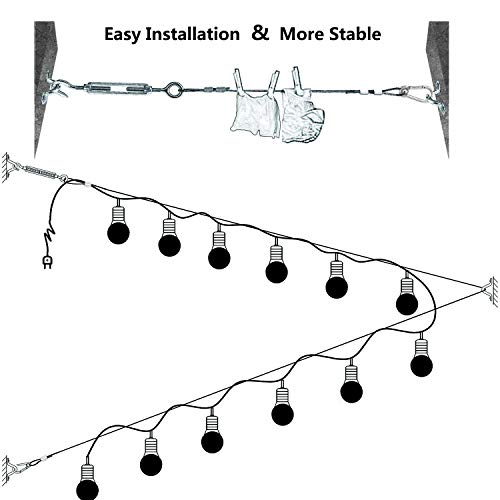 NITOO Outdoor Light Guide Wire, Stainless Steel Globe lights Kit,String
