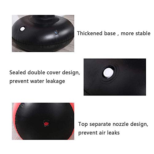Gemgo Punch Bag 160cm, Inflatable Free-Standing Fitness Target Stand Tower Bag, MMA Boxing Punching Kick Training Tumbler Bop Bag for Relieving Pressure Body Building (Black-C)