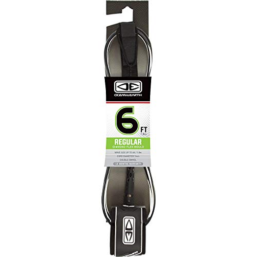 Ocean Earth Regular Moulded Black Surfboard Leash - 6'