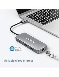 HooToo USB C Hub, 8-in-1 USB C Adapter with 4K HDMI, 100W Power Delivery, USB 3.0 Ports, 1Gbps Ethernet Port and SD TF Card Readers for MacBook Pro Air, Type-C Laptops, iPad Pro and More
