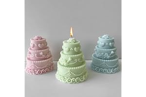 SLOWLYTALK Candle Molds - Silicone Mold for Candles Making, DIY 3D Moulds for Soy Wax, Beeswax, Scented Candle, Valentine's Day Gifts Christmas Mother's Day (Birthday Cake)