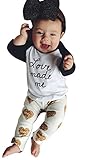 2pcs Newborn Toddler Kids Baby Boys Girls T-shirt Tops+Pants Outfits Clothes Set