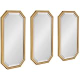 Kate and Laurel Laverty Modern Decorative Octagon Wall Mirror Set, Set of 3, Gold, Geometric Wall Accent Mirrors for Home