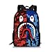 Bape Shark Pattern Backpack, Lightweight Multi-Function College School laptop Bookbag 17 Inches