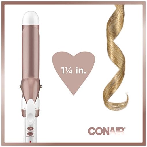 Conair-Double-Ceramic-Curling-Iron-1-14-inch-Curling-Iron-WhiteRose-Gold Conair Double Ceramic Curling Iron, 1.25 Inch curling Iron, White/Rose Gold