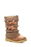 Dream Pairs Kluv Girls Knit Sweater Winter Fur Boots Kids Brown